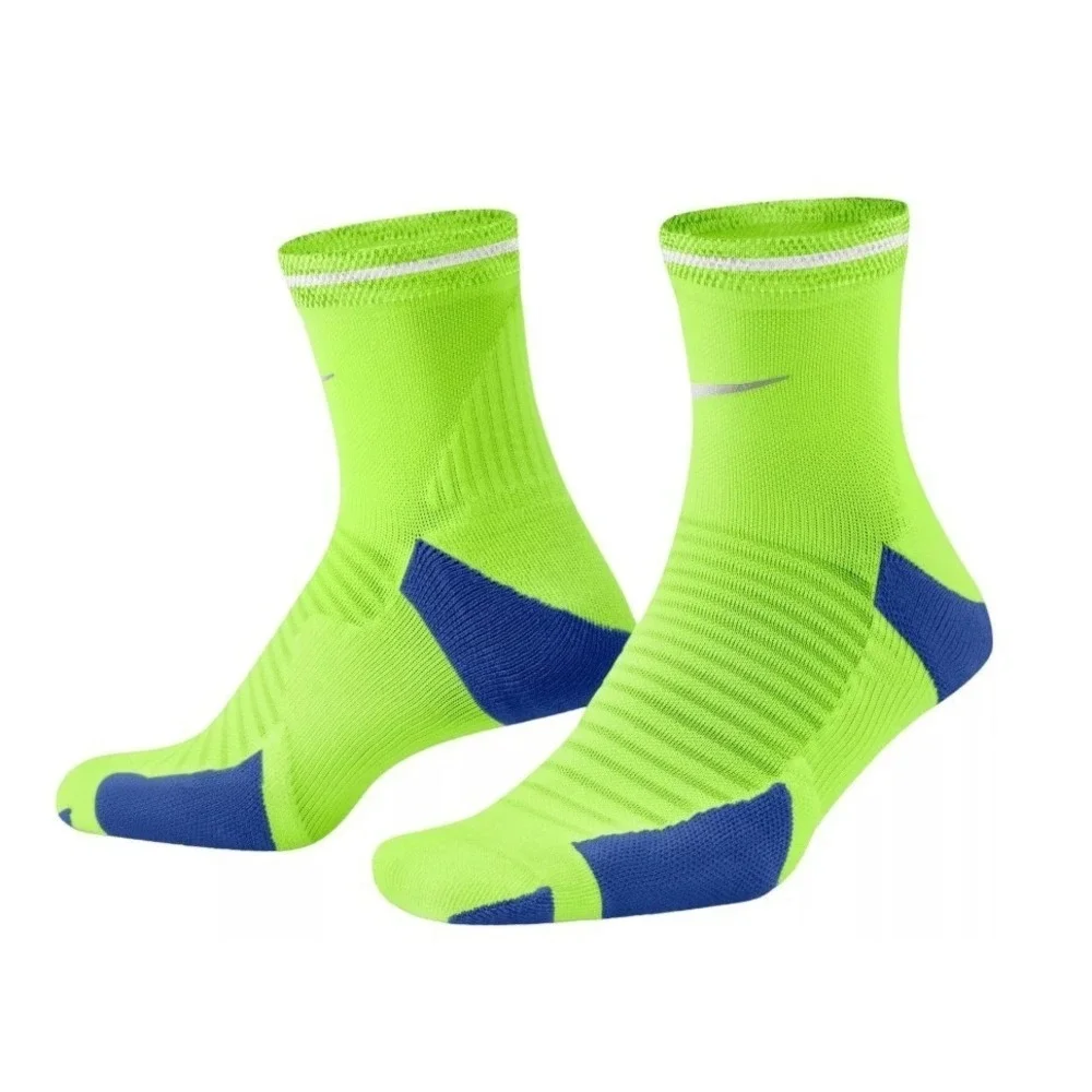 Nike Spark Running Ankle Socks Volt Yellow Blue Dri-FIT Men's 10-11.5 NWT